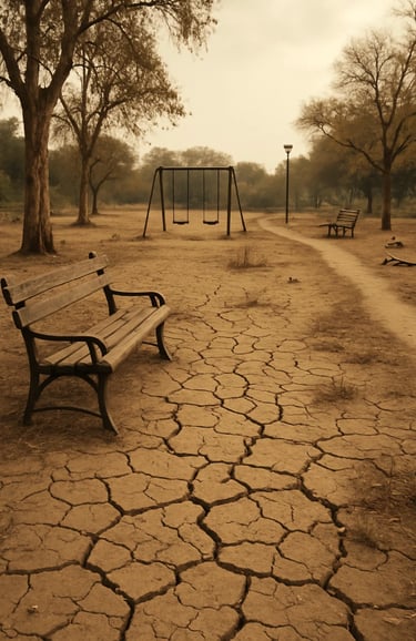 Parc asséché pour la journée mondiale de lutte contre la désertification et la sécheresse.