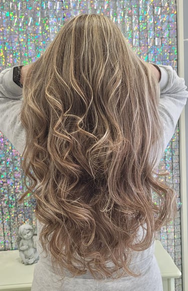 Long wavy ash blonde hair