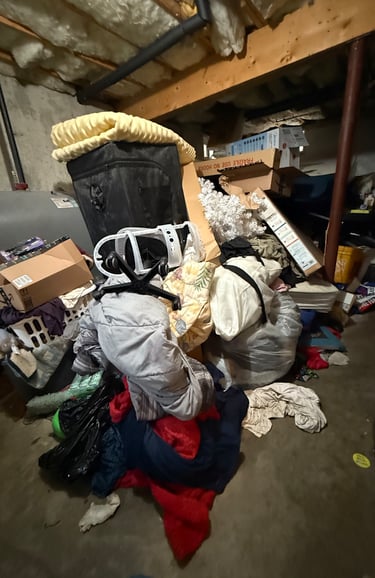 Basement cleanout in Belchertown Massachusetts removing stored items