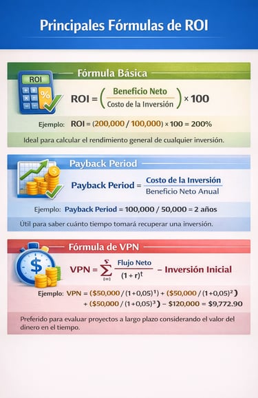 formulas calculo ROI consultoria digital métricas financieras