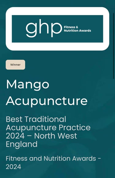 An award for best traditional acupuncture practice 2024 by GHP fitness and nutrition