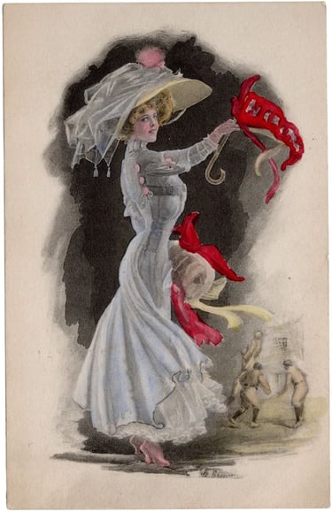 Rare 1910 basketball postcard featuring men playing a game in the corner college vintage