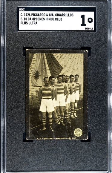 1926 Piccardo & CIA Cigarillos Plus Ultra Basketball Card E10 Campeones Hindu Club