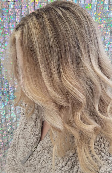 Blonde balayage with waves