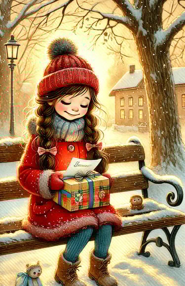 favola della buonanotte di Natale per bambini – Sofia legge un biglietto di ringraziamento – illustr