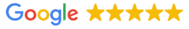 Google graphic displaying 5 full stars, representing Gili Scuba Diving's outstanding reviews and high customer satisfaction i