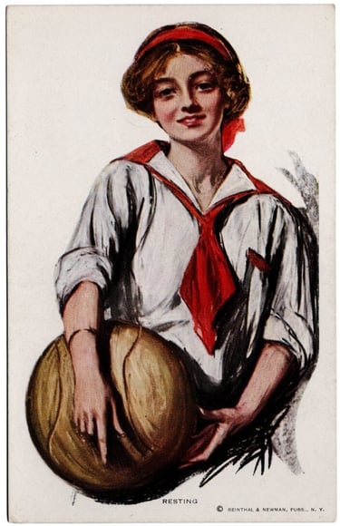 Antique Basketball Resting Postcard Art by Reinthal & Newman New York