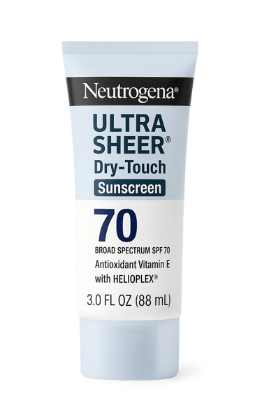 Neutrogena Ultra Sheer Dry-Touch sunscreen lotion SPF 70 in a white tube