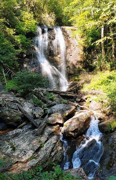 Helen GA - the left & right creeks merge into 1 at Anna Ruby Falls