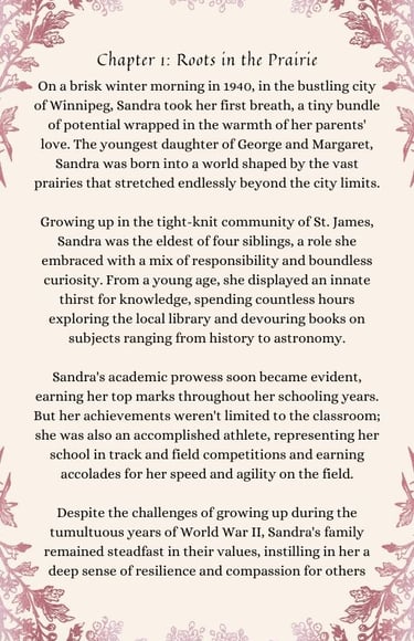 the beginning chapter to Sandra's life story