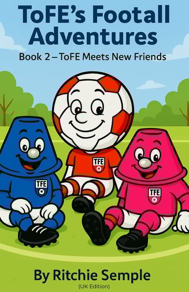 ToFE, Tiki, Taka, Jonny, and Floodie sitting together in the dugout smiling during a matchday scene