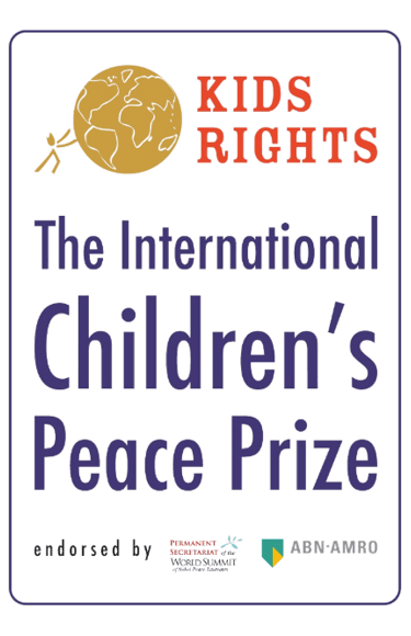 a sign that says, the international peace prize is for children