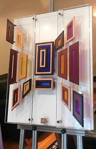 TIMES SQUARE easel pic-art on clear plexi-white back-richWOODart.com-31"x36" 32 lbs.