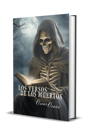 Portada en 3D del libro de poemas góticos 'Los versos de los Muertos' de Óscar Ocaña Parrón