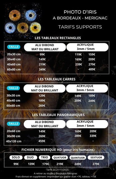 tarifs tableaux iris bordeaux