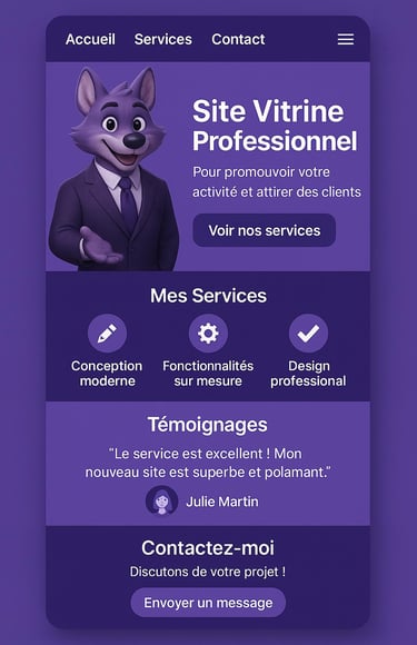 Maquette de site internet professionnel réalisée par Alpha Digital