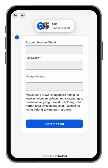 goperya live chat support screen