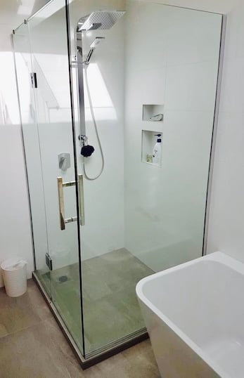 Renovated bathroom St Heliers glass shower - East Auckland builder