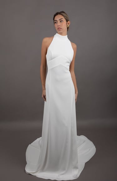 Vestido novia cuello halter