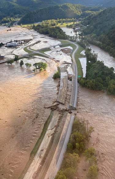 Erwin Tennessee Hurricane Helene Interstate 26