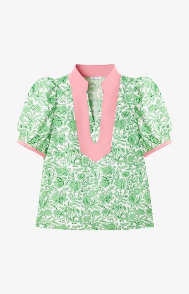Women's green puff sleeve blouse $35.99