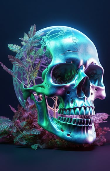 glowing cannabis skull