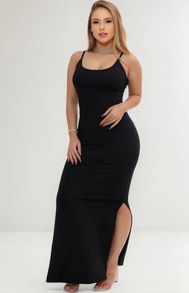 Vestido Longo Canelado