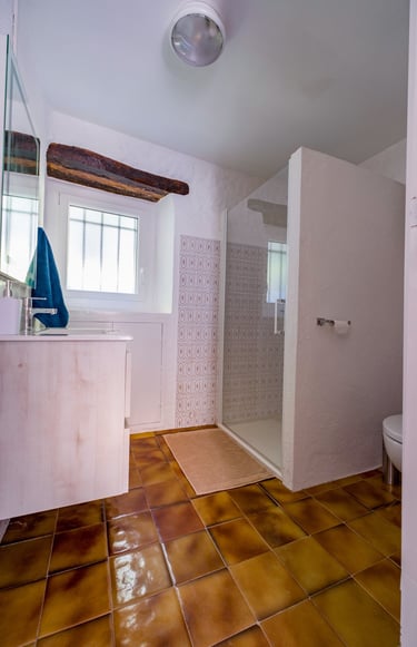 Salle de bain du gîte la Petite Corse à Rosis en Haut-Languedoc dans l'Hérault