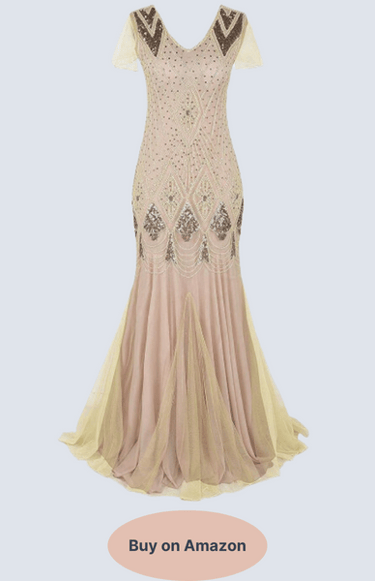 Women’s 1920s Vintage Sequins Fringe Long Gatsby Flapper Dress