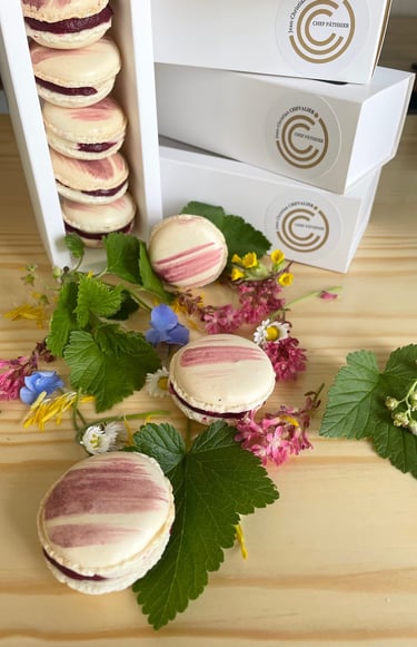Macarons cassis de bourgogne et chevre / Jean-Christian CHEVALIER / JCC Chef Patissier / CHAROLLES 71