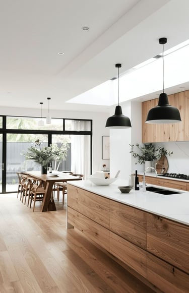 Geniş çalışma alanı sunan mutfak tasarımı uygulaması