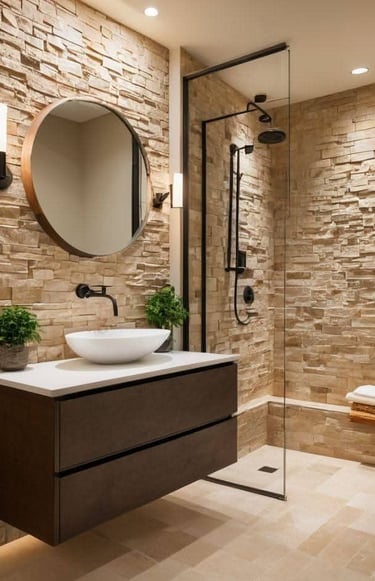 modern lavabo ve dolap kullanılan banyo tasarımı