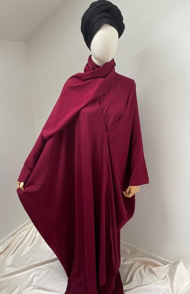 kimono bordeaux élégant mastour turban