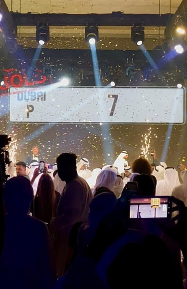 a group of people standing around a stage