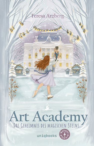 Kinderbuch Illustration Winterwald für Zielgruppe 8–12 Jahmy und hält einen Nussknacker in der Hand