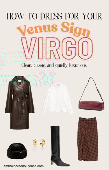How to dress for your Venus sign picture collage featuring inspiration Simons, Artizia