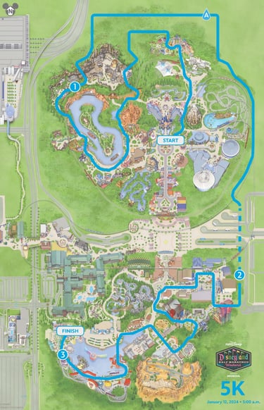 2024 runDisney Disneyland 5K Course Map