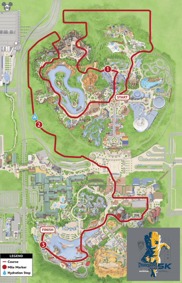 2025 runDisney Disneyland 5K Course Map