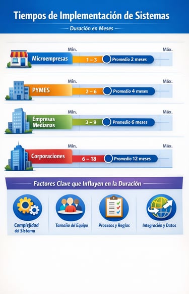 timeline implementacion transformacion digital tamaño empresa comparativa