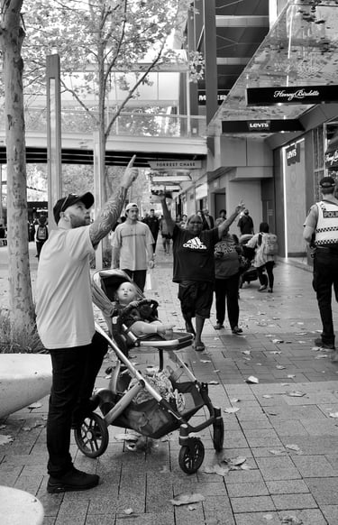 Street photography - father & baby set something