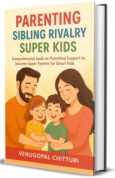 a book cover of a book about parenting, sibling rivalry and super kids