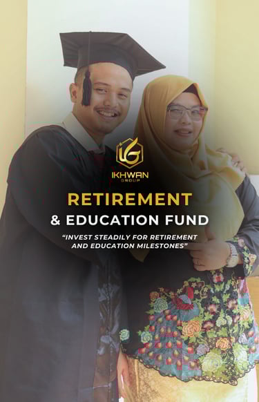 A smiling graduate and mother promoting retirement and education fund investment plans.