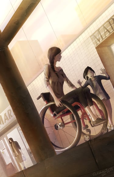 Illustration of a woman in a wheel chair