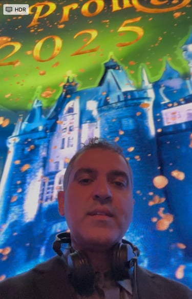 prom DJ with giant LED screen