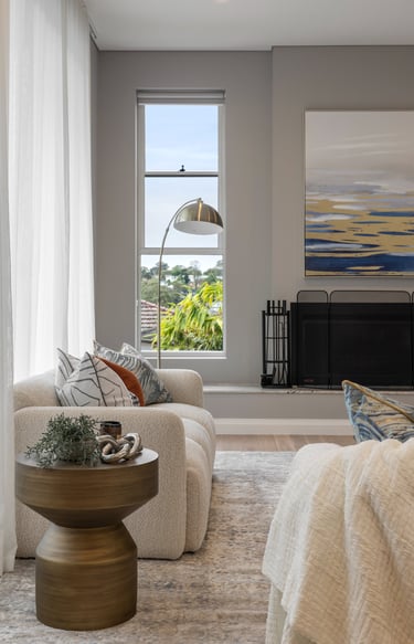 salon, ciel, tableau, cheminée, canapé