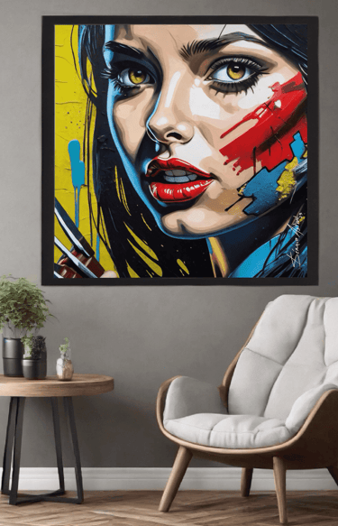 Imagem de uma Pintura em Pop-art, no escritório da cliente.