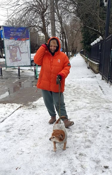 Orange penguin and her Lion dog <3