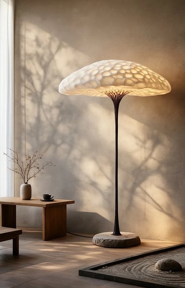 Ambient outdoor lamp creating a soft golden glow for balcony, terrace, and garden spaces.
