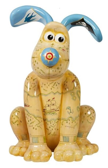 Swallows and amazons Gromit street sculpture painted by Laura Fearn