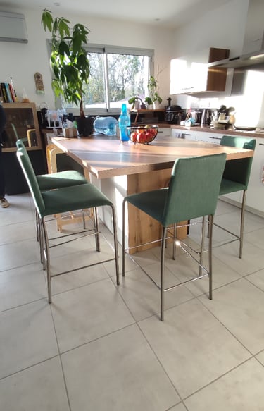 Chaises hautes réfection Kosy Atelier Tapissier tissu JAB Flynn